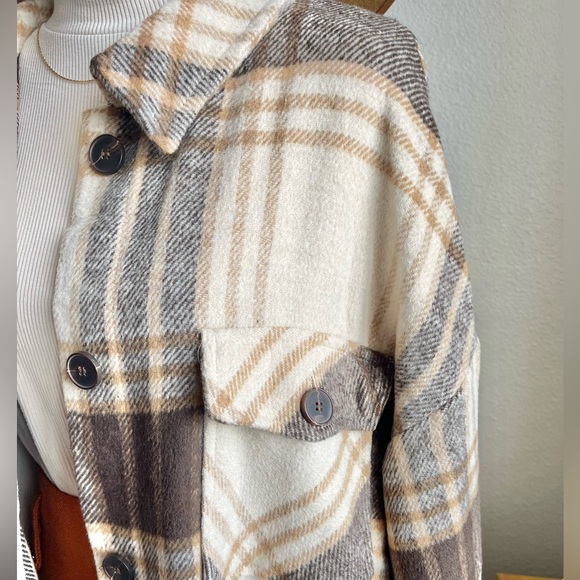 Fall Vibes Plaid Oversized Great for Layering Trench Shacket - Picture 5 of 11